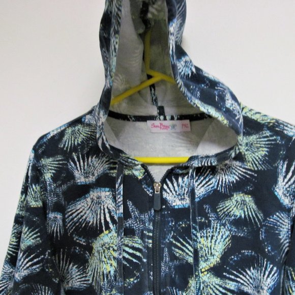 Womens Sun Bay Zip Front Jacket with Hood Blue wit - Picture 5 of 8